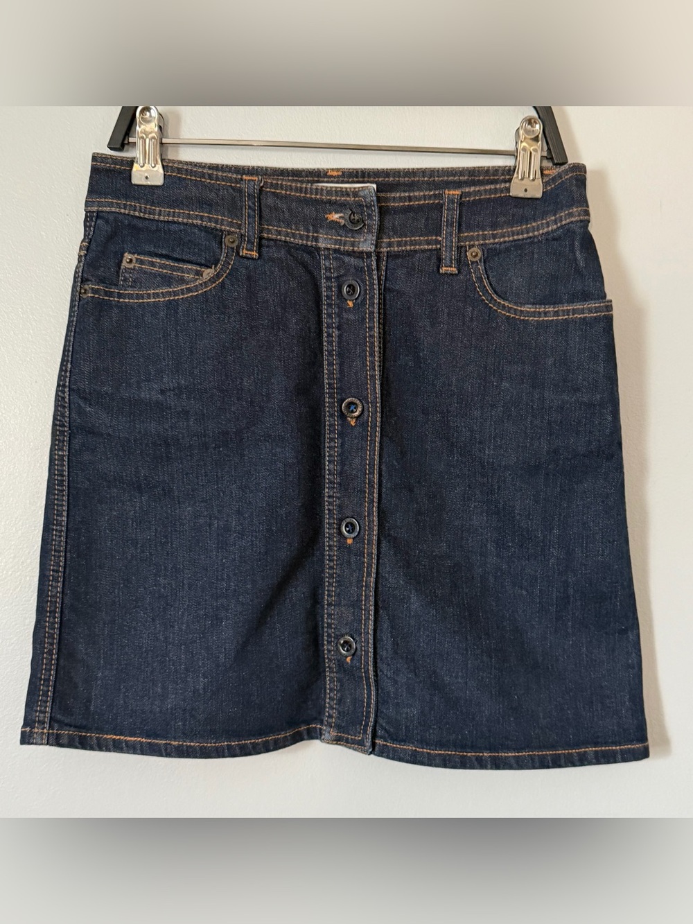See By Chloe Dark Indigo Button-Front Straight Denim Skirt